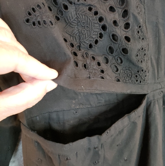 Walter Baker Hannah Black Eyelet Waist Cut Out Cotton Mini Dress Sz XL. - Picture 7 of 16